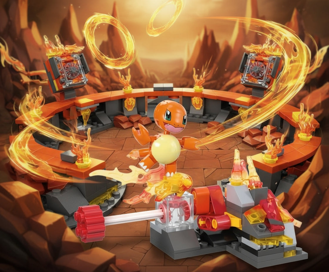 MEGA Pokémon – Glumanda Feuer-Attacke Bauset (81 Teile) | Bewegliche Figur & Flammen-Action ab 6 Jahren