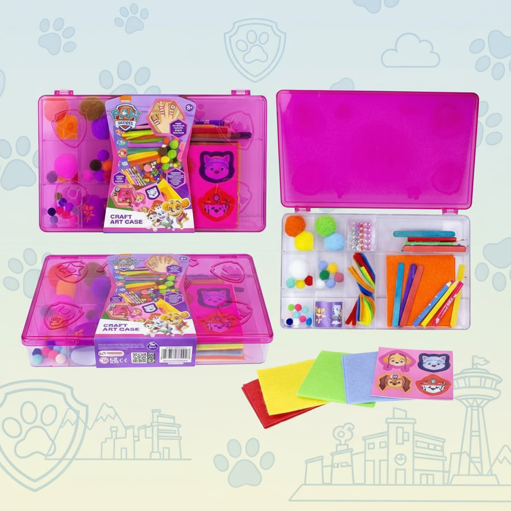 PAW Patrol Bastelset im Koffer – Kreativset für Kinder mit Filz, Pompons, Pfeifenputzer & Stickern